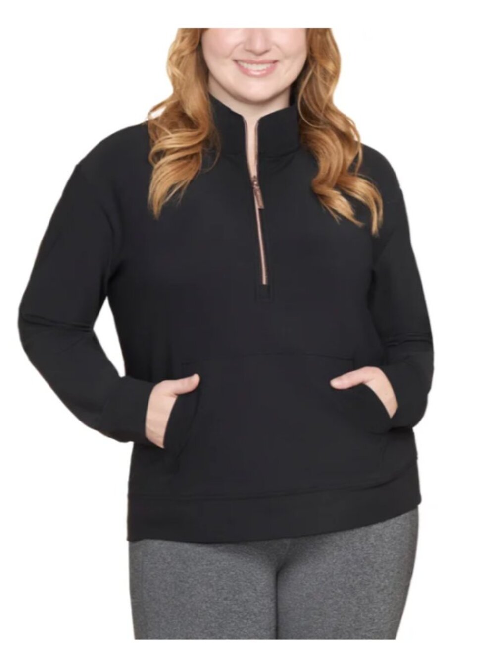 Skechers Go Walk Women's Ribbed Quarter Zip Pullover Black Size XL